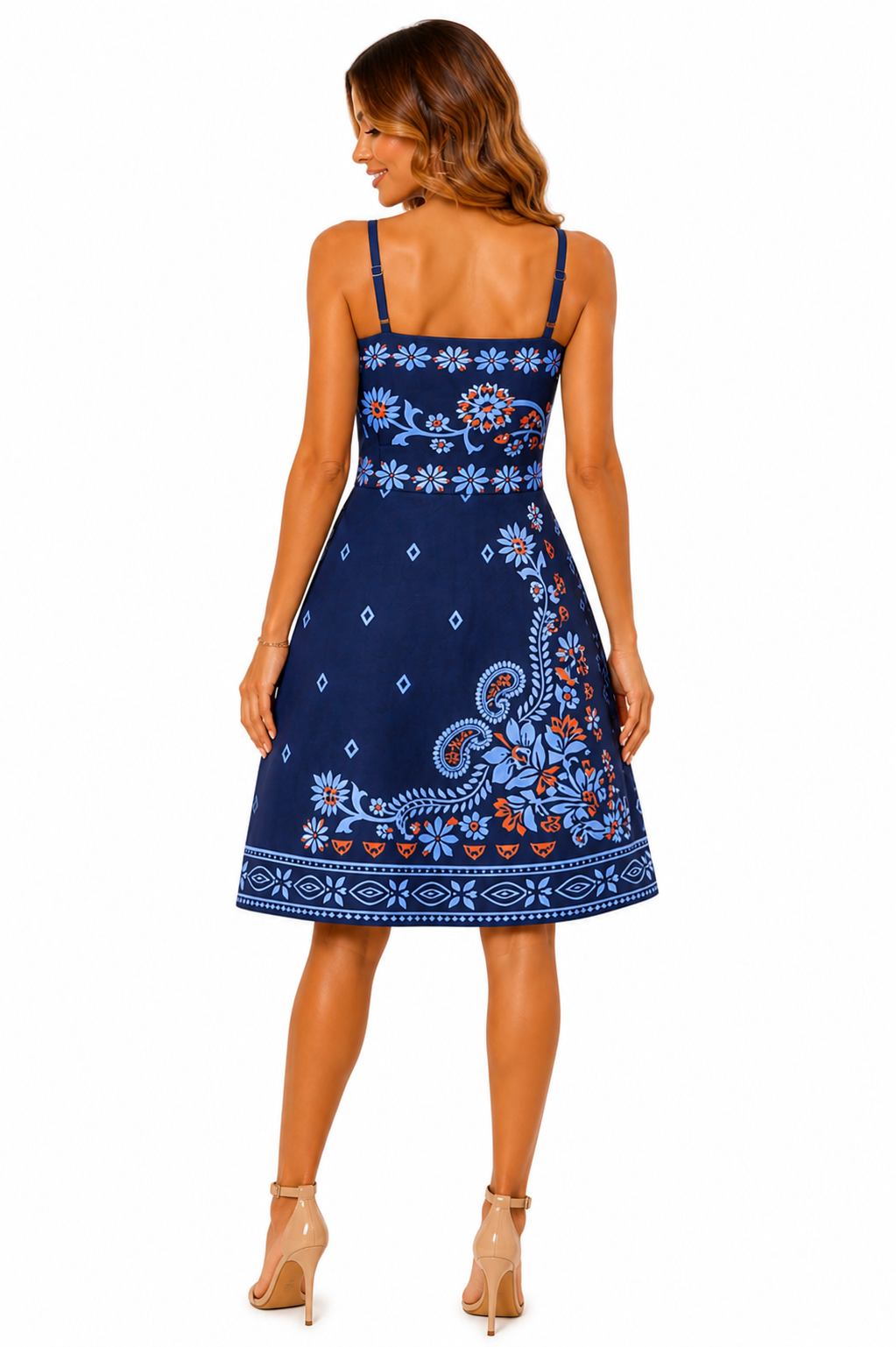 Vestido Casual Estilo Marcante com Estampa Exclusiva Azul