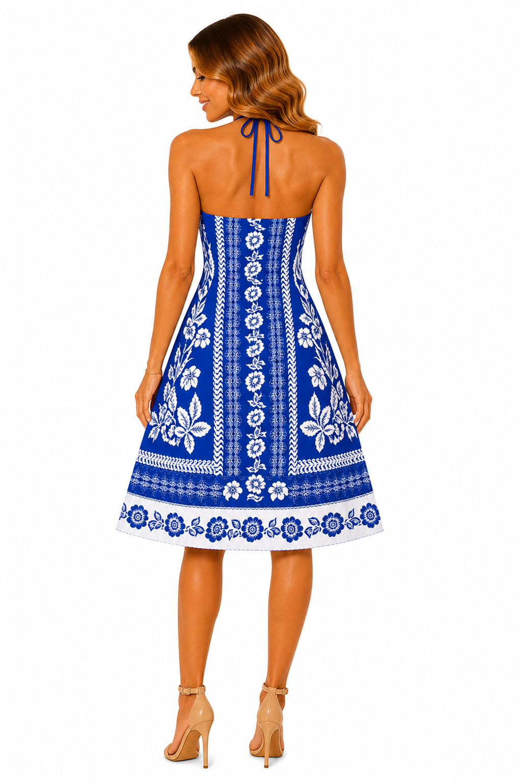 Vestido Elegância Atemporal Azul com Estampa Exclusiva
