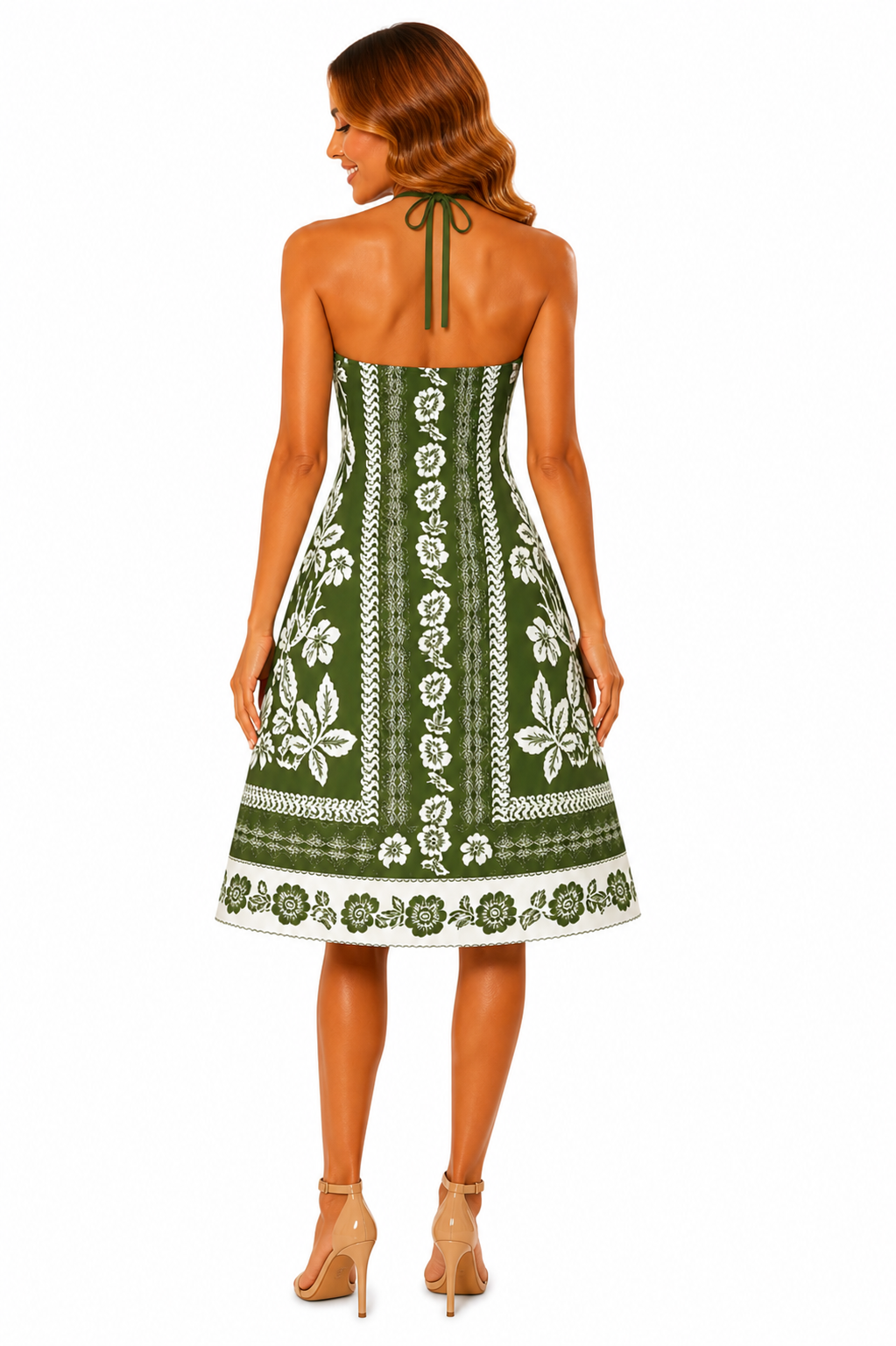 Vestido Elegância Atemporal Verde com Estampa Exclusiva