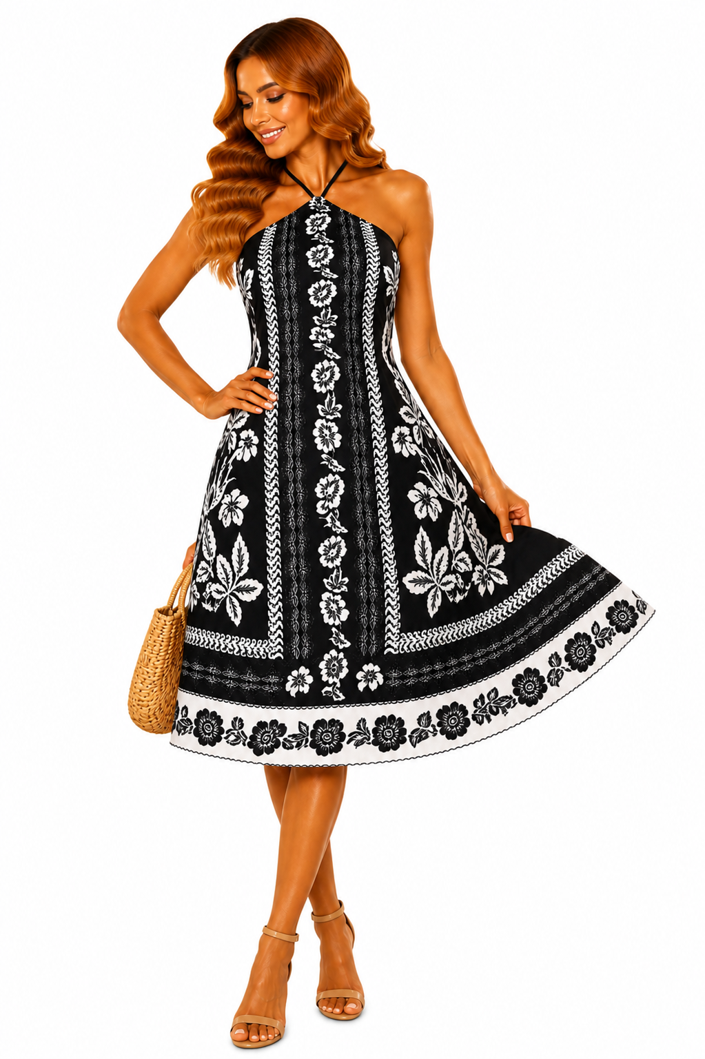 Vestido Elegância Atemporal com Estampa Exclusiva