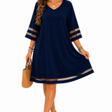 Vestido Casual com Detalhes Transparentes Azul