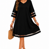 Vestido Casual com Detalhes Transparentes