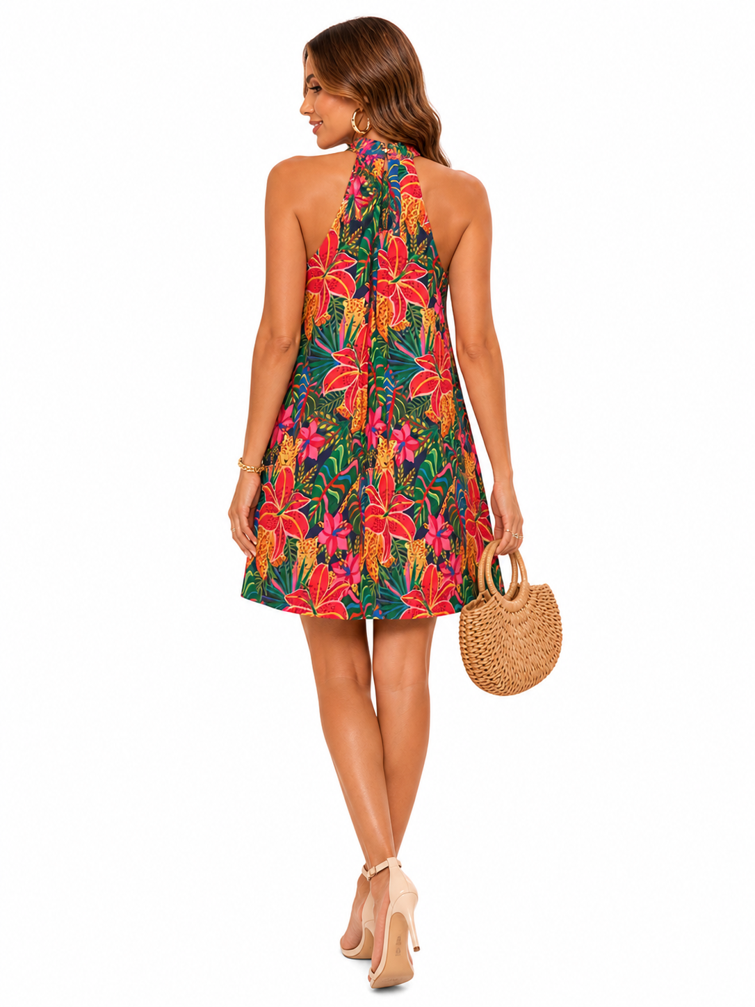 Vestido Casual Tropicalidade Vibrante em Estilo Fresh