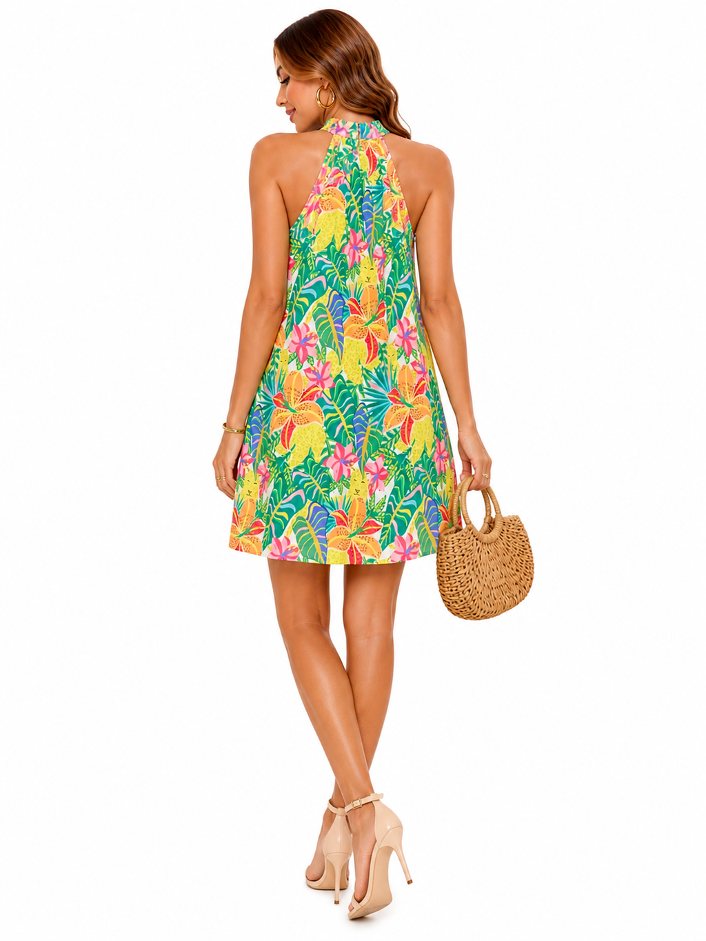 Vestido Casual Tropicalidade Vibrante em Estilo Fresh