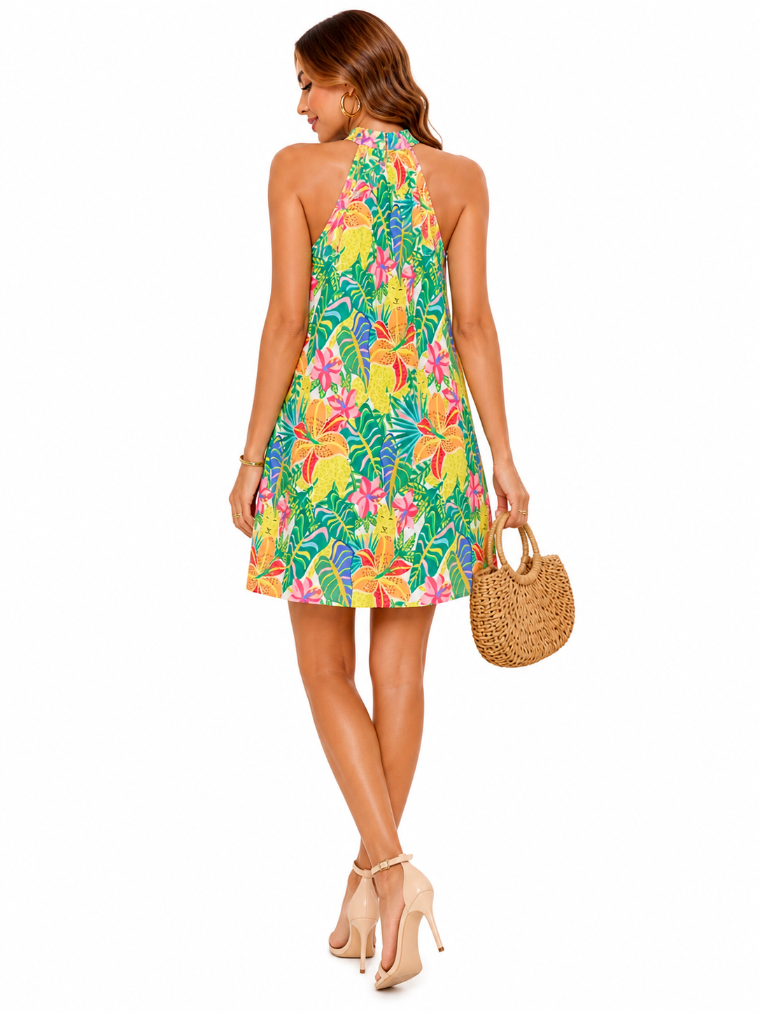 Vestido Casual Tropicalidade Vibrante em Estilo Fresh