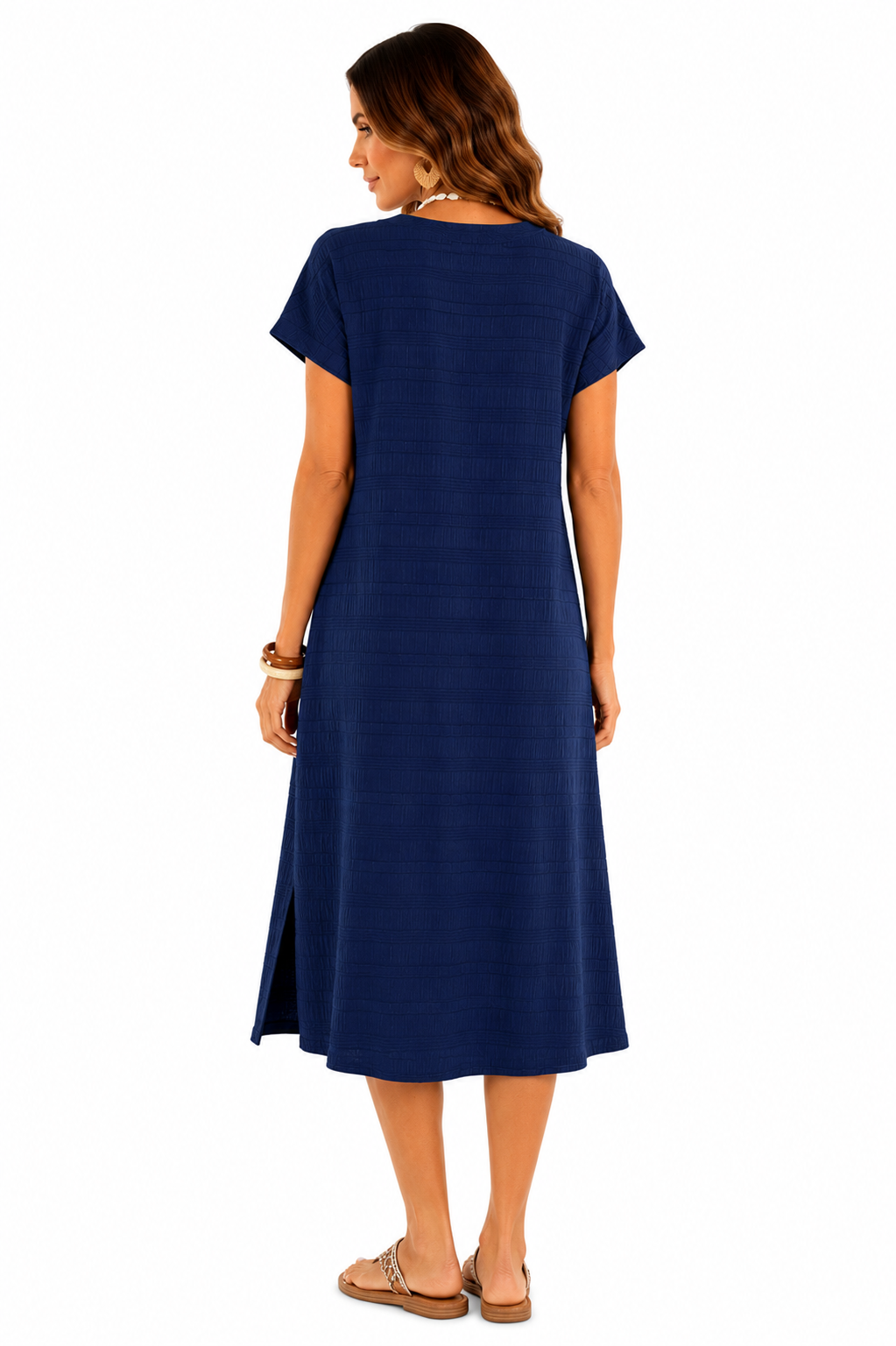 Vestido Midi Casual e Elegante Azul Escuro