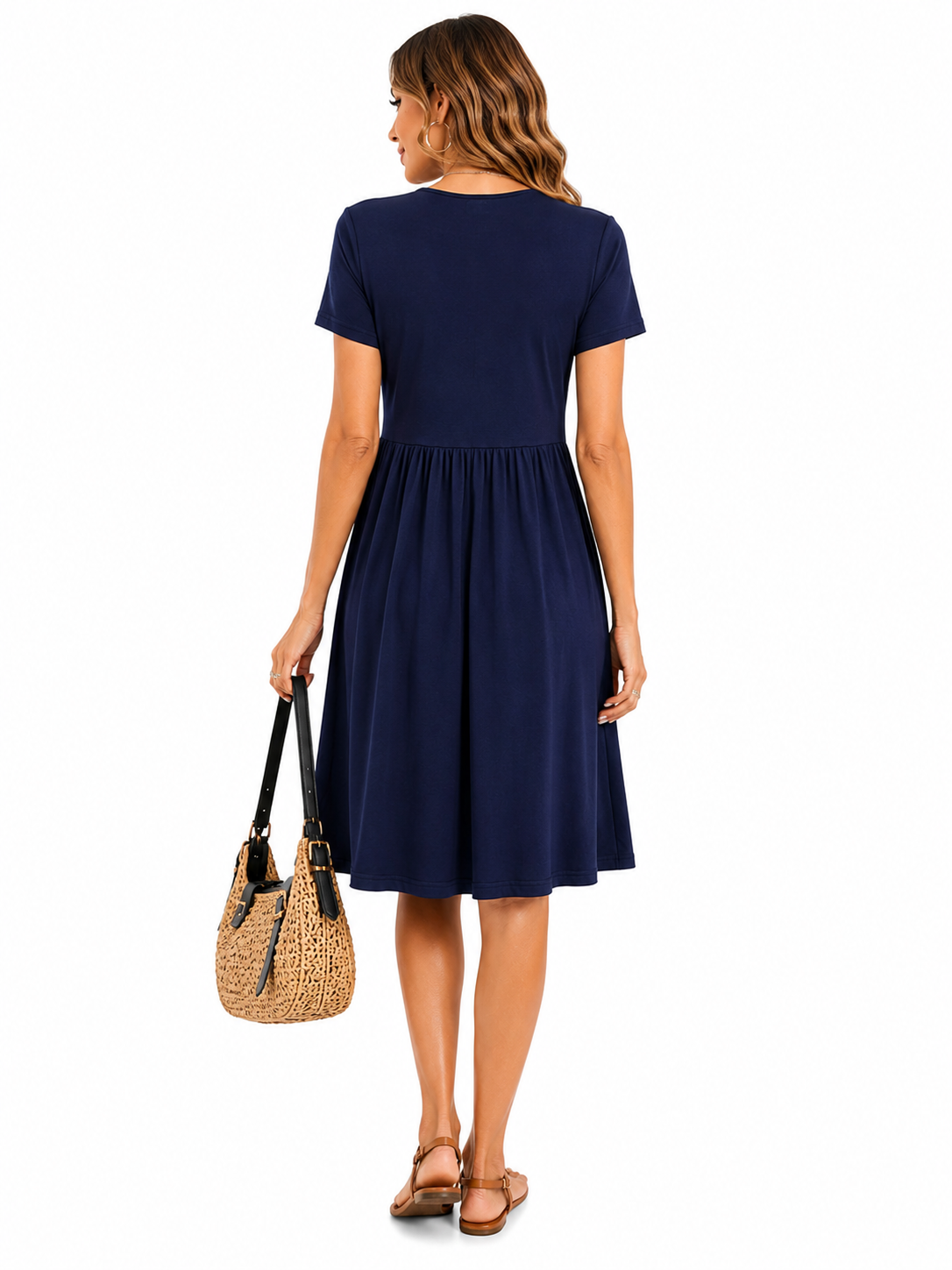 Vestido Casual com Bolsos e Conforto no Dia a Dia Azul Marinho
