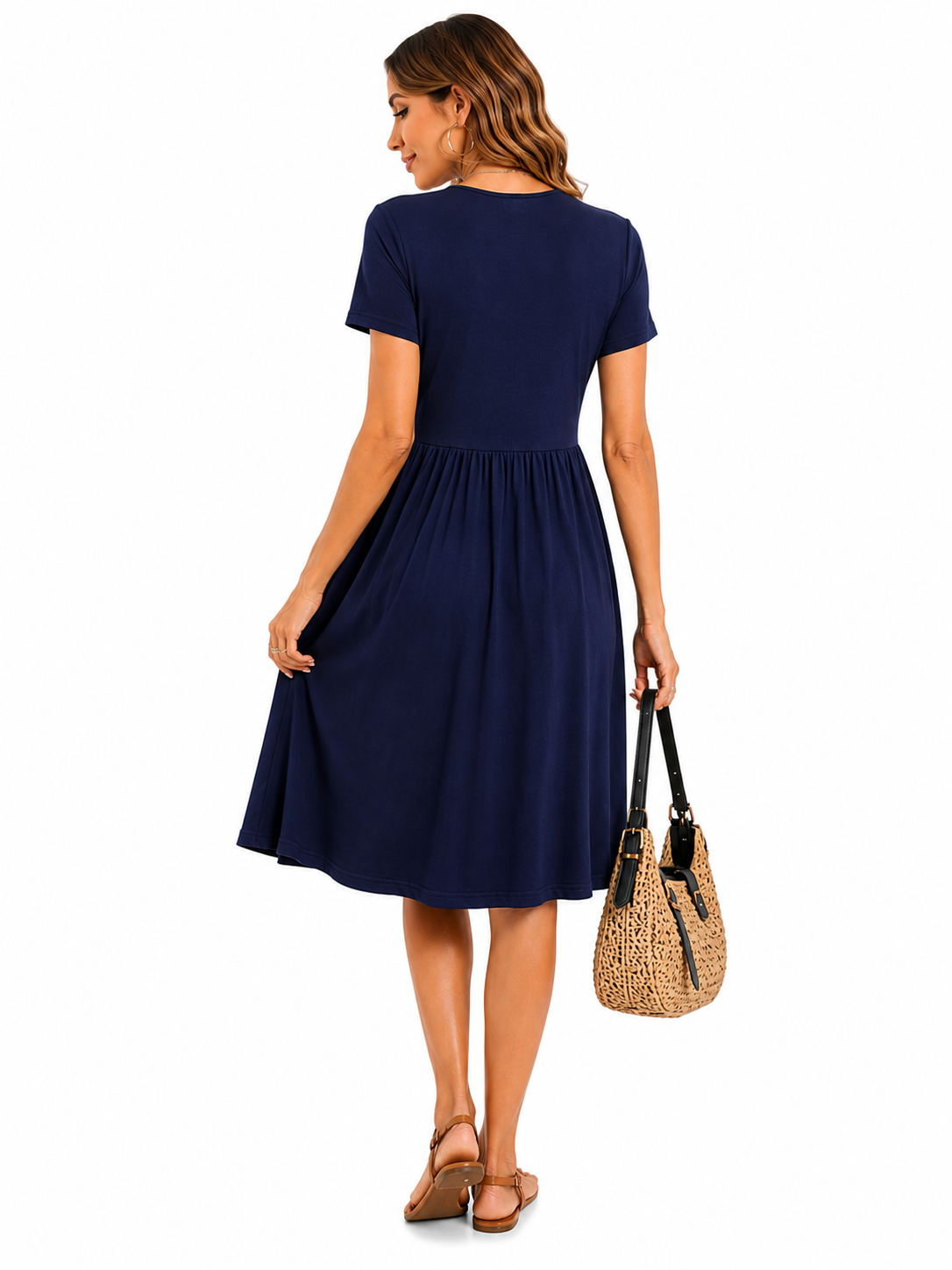 Vestido Casual com Bolsos e Conforto no Dia a Dia Azul Marinho
