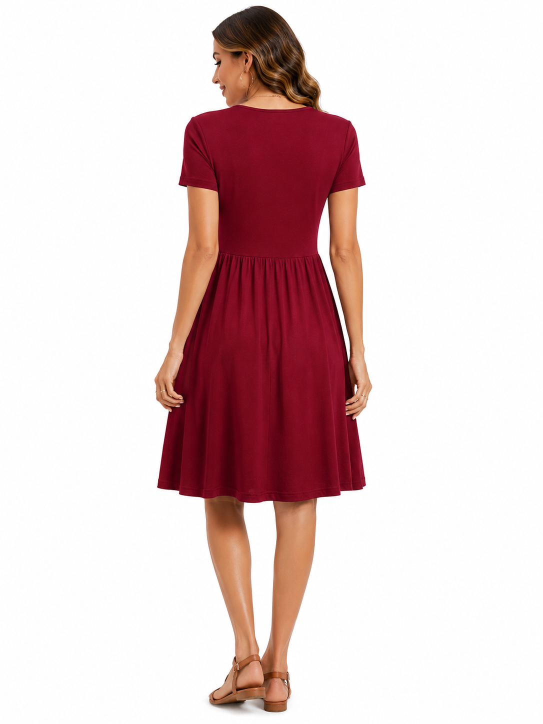 Vestido Casual com Bolsos e Conforto no Dia a Dia Vinho