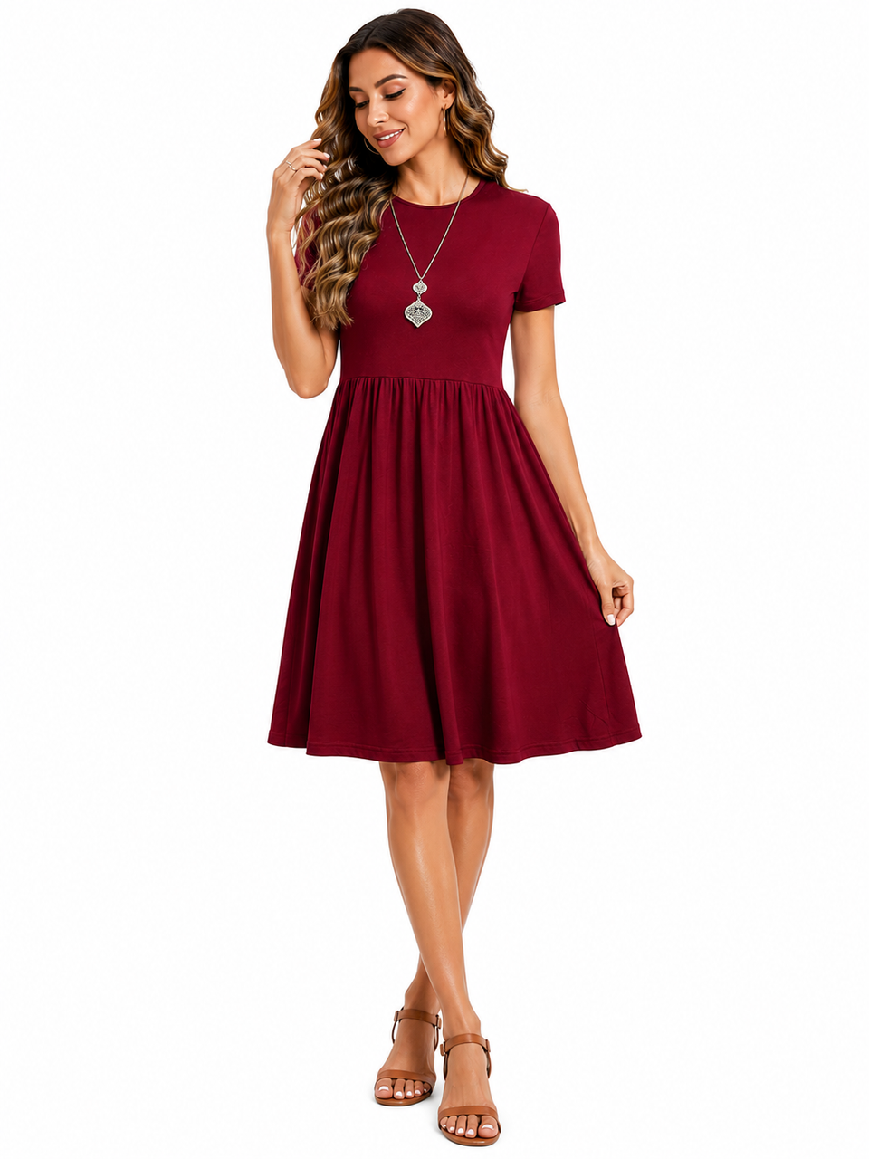 Vestido Casual com Bolsos e Conforto no Dia a Dia Vinho