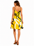 Vestido Casual Minimalista Estampa Abstrata Amarela Monocromática Serena