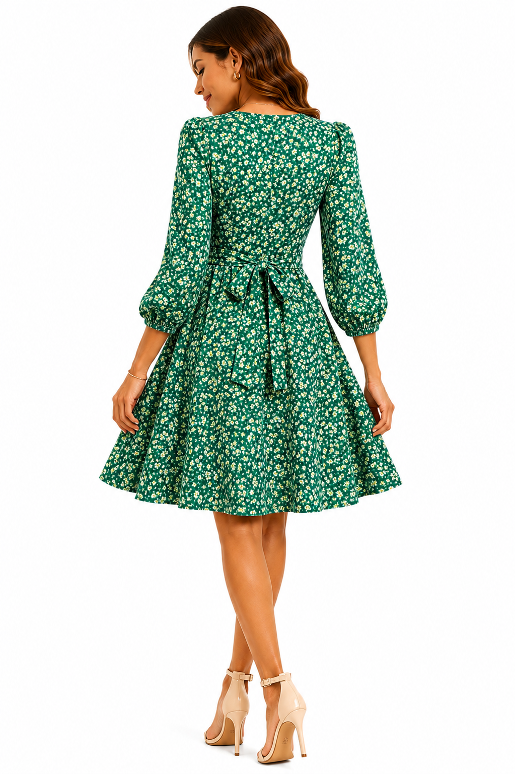 Vestido Casual Delicadeza e Charme Floral Verde