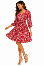 Vestido Casual Delicadeza e Charme Floral Vermelho