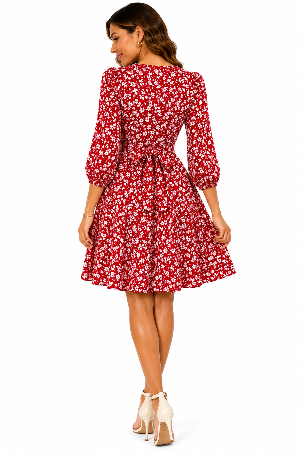 Vestido Casual Delicadeza e Charme Floral Vermelho