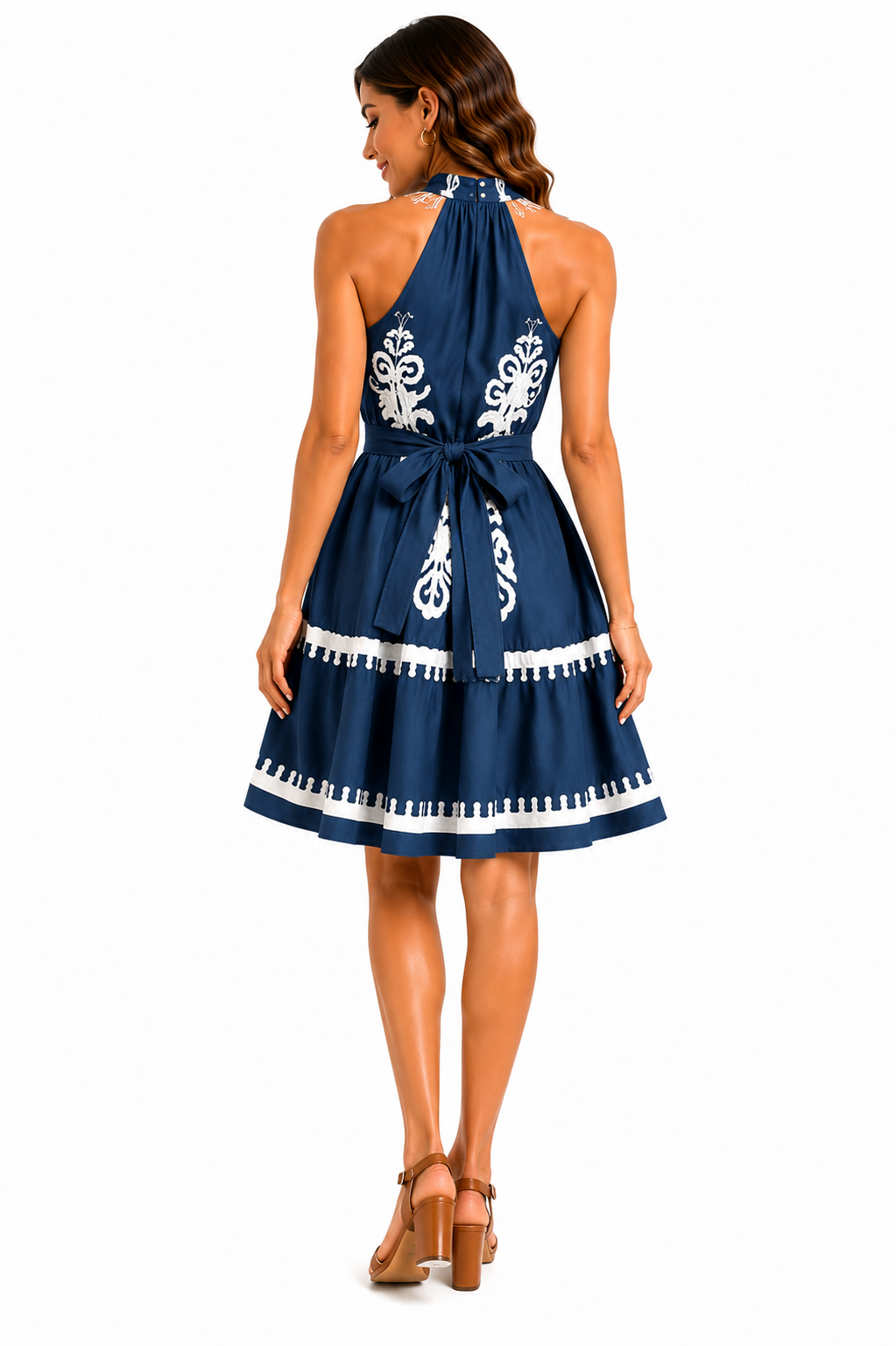 Vestido Elegância Clássica com Detalhes Azul