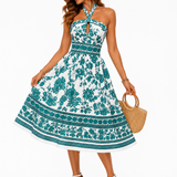 Vestido Estilo Moderno com Estampa Exclusiva Verde