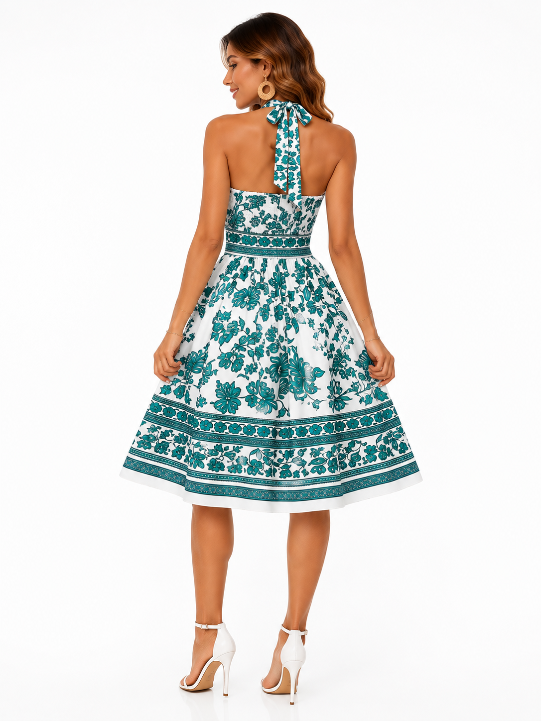 Vestido Estilo Moderno com Estampa Exclusiva Verde