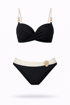 Biquíni Imperial Noir – Detalhe Dourado com Acabamento Bicolor