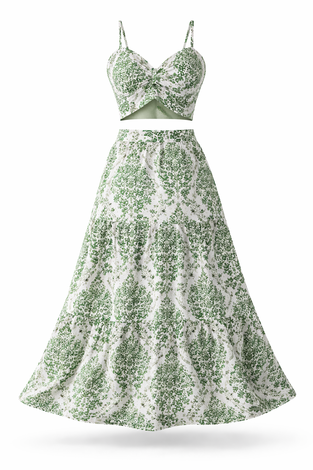 Conjunto Dayra – Top Cropped e Saia Longa Floral