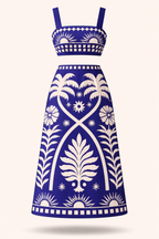 Conjunto Jéssica – Cropped e Saia Midi Estampada Tropical