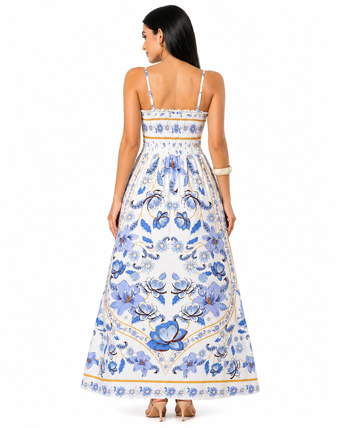 Vestido Longo Delicadeza Floral Aurora com Toque Romântico Branco