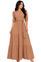 Vestido Charme Atemporal Marina com Toque Sofisticado Marrom