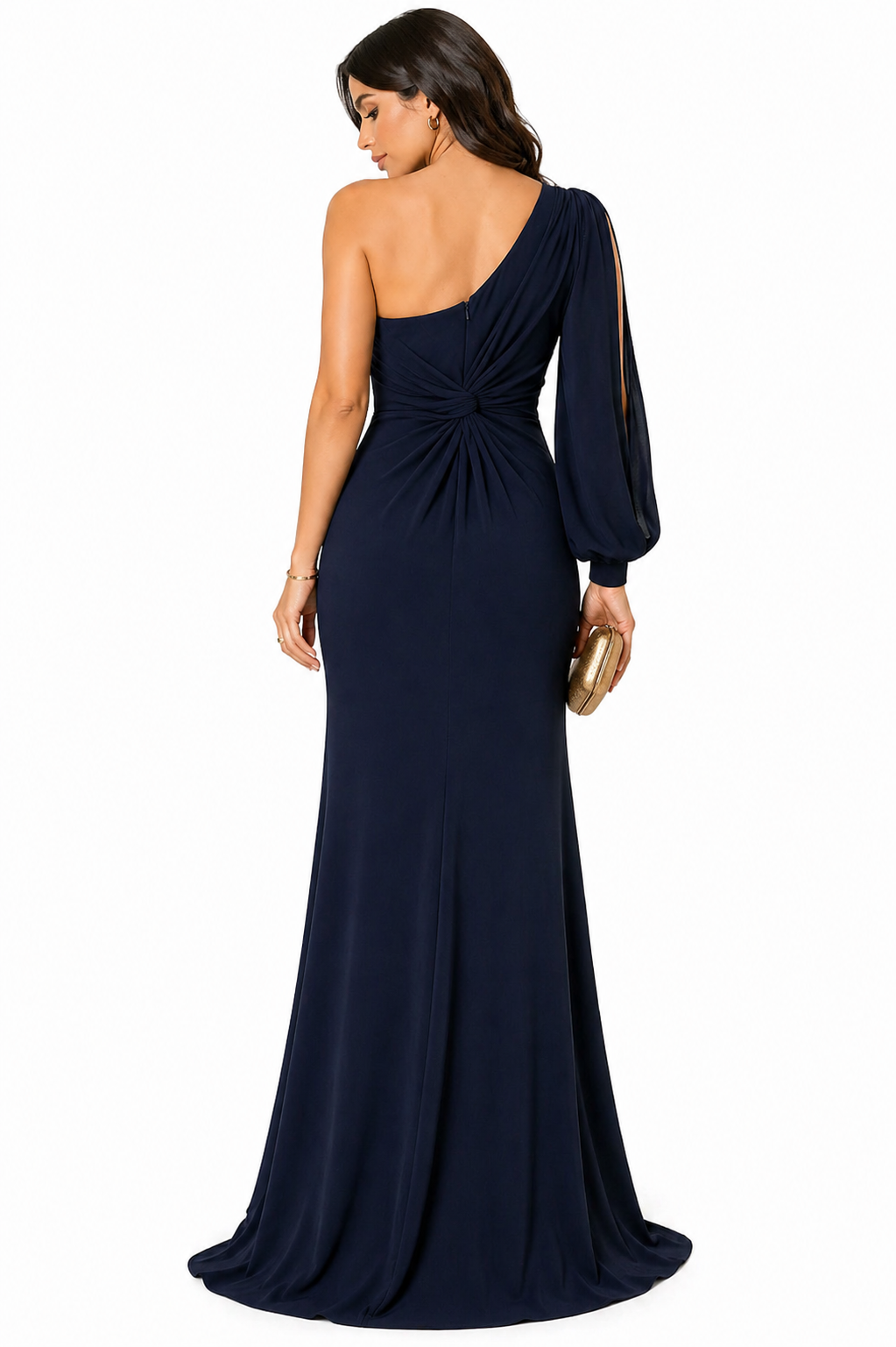 Vestido Sofisticação Clássica Gabriela com Toque Sedutor Azul Marinho