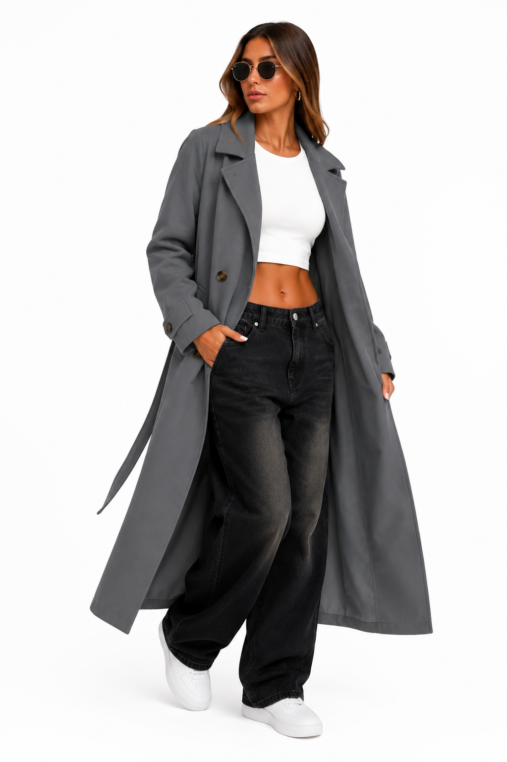 Sobretudo Premium Cinza Alongado Feminino