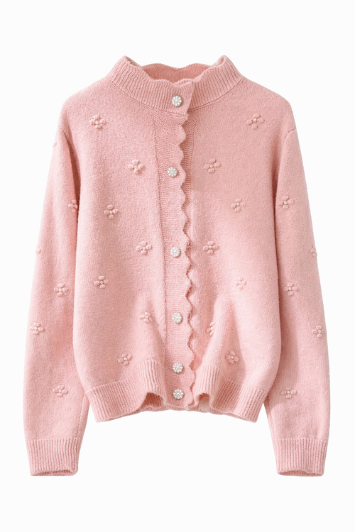 Casaco de Tricô Mirella – Doçura Romântica com Elegância Atemporal