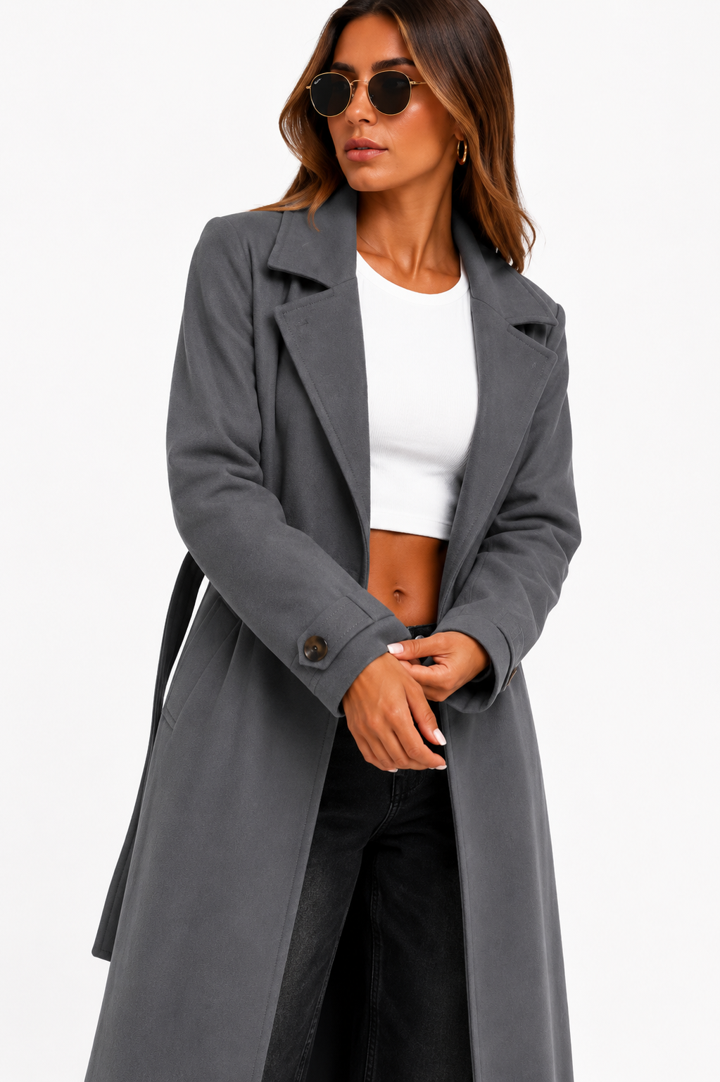Sobretudo Premium Cinza Alongado Feminino