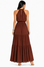 Vestido Longo Feminino Elegância Canela