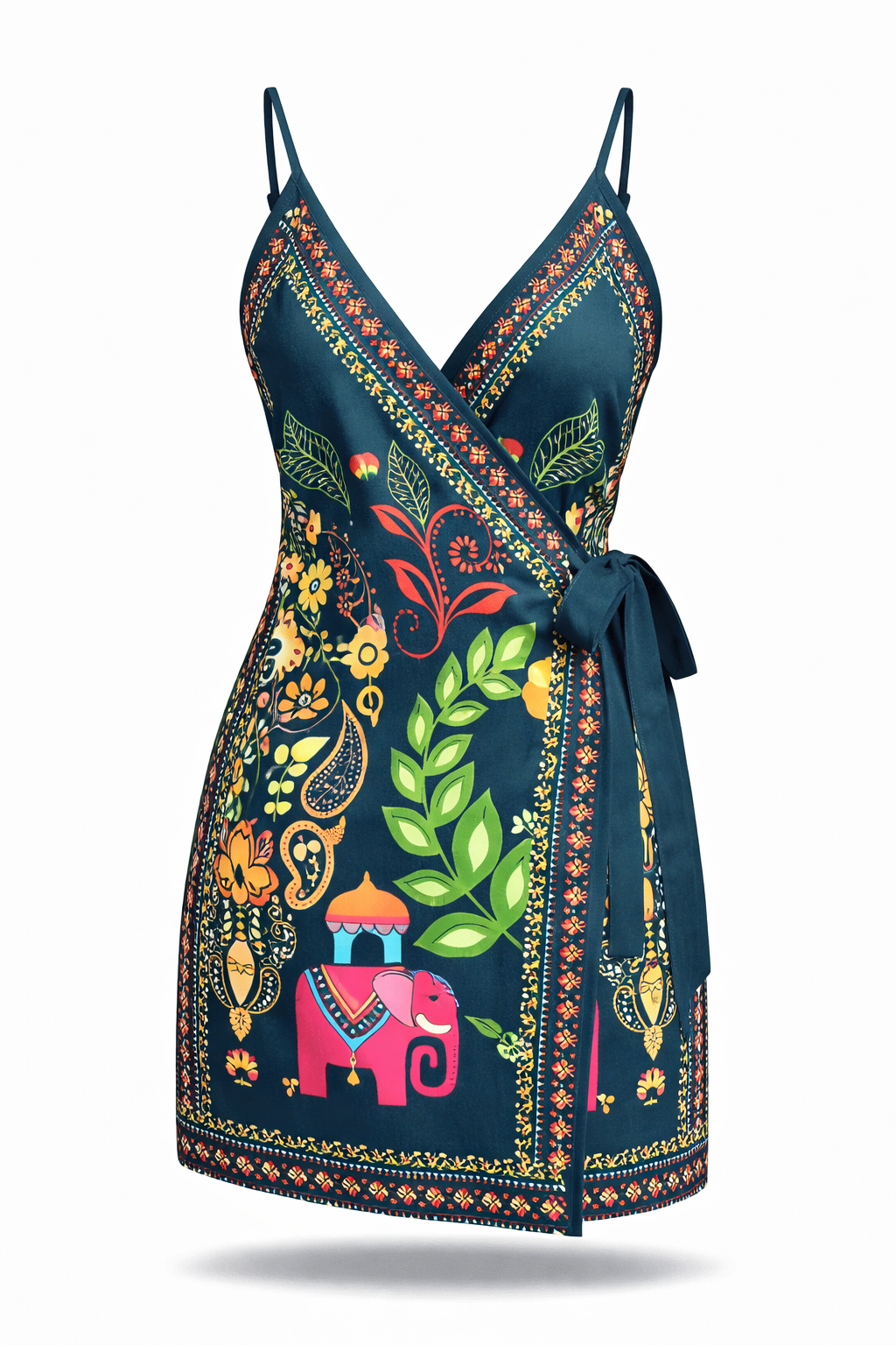 Vestido Larissa – Curto Transpassado Estampa Tropical