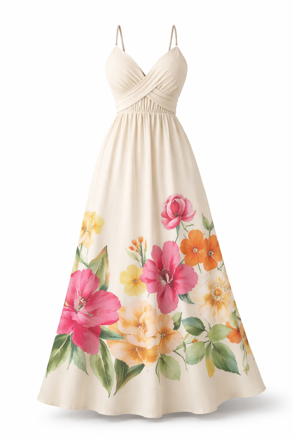 Vestido Débora – Sofisticação Floral em Longo Estilo Tropical