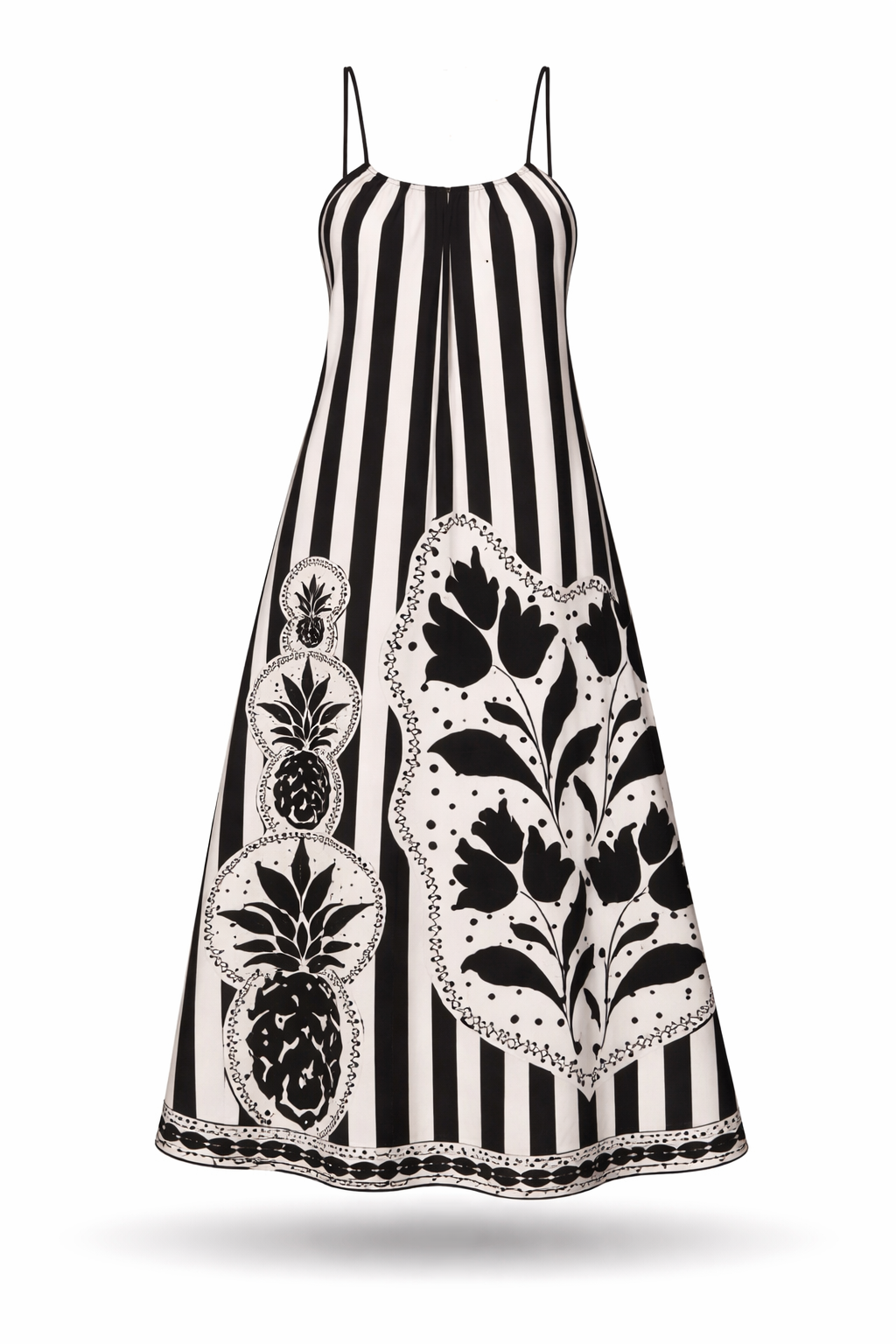 Vestido Nívia Plus Size – Longo Estampado Tropical com Toque Descontraído