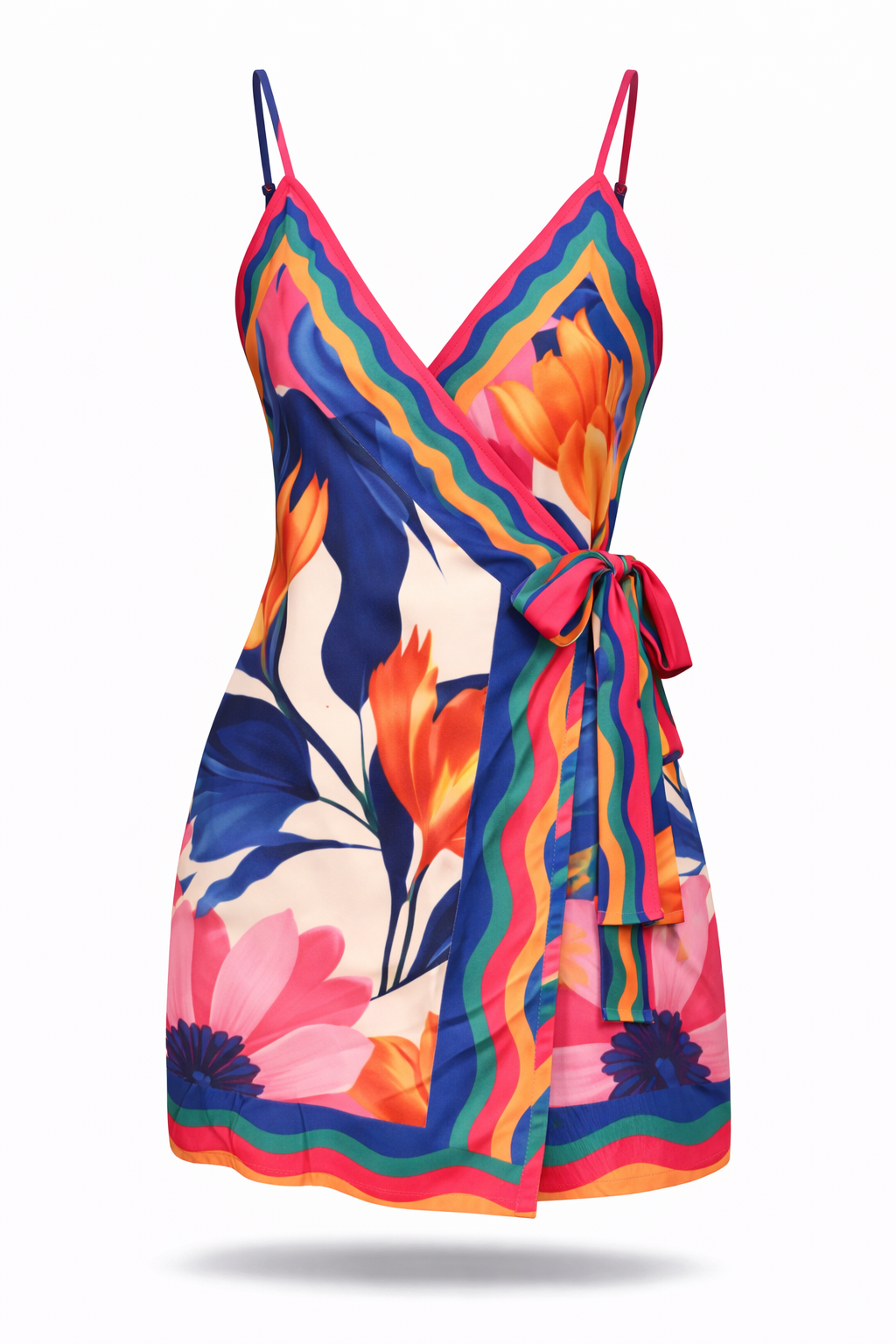 Vestido Larissa – Curto Transpassado Estampa Tropical