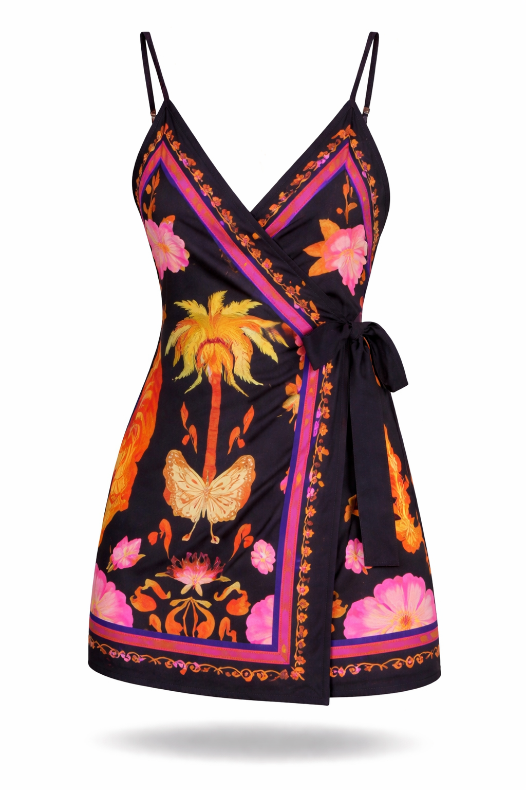 Vestido Larissa – Curto Transpassado Estampa Tropical