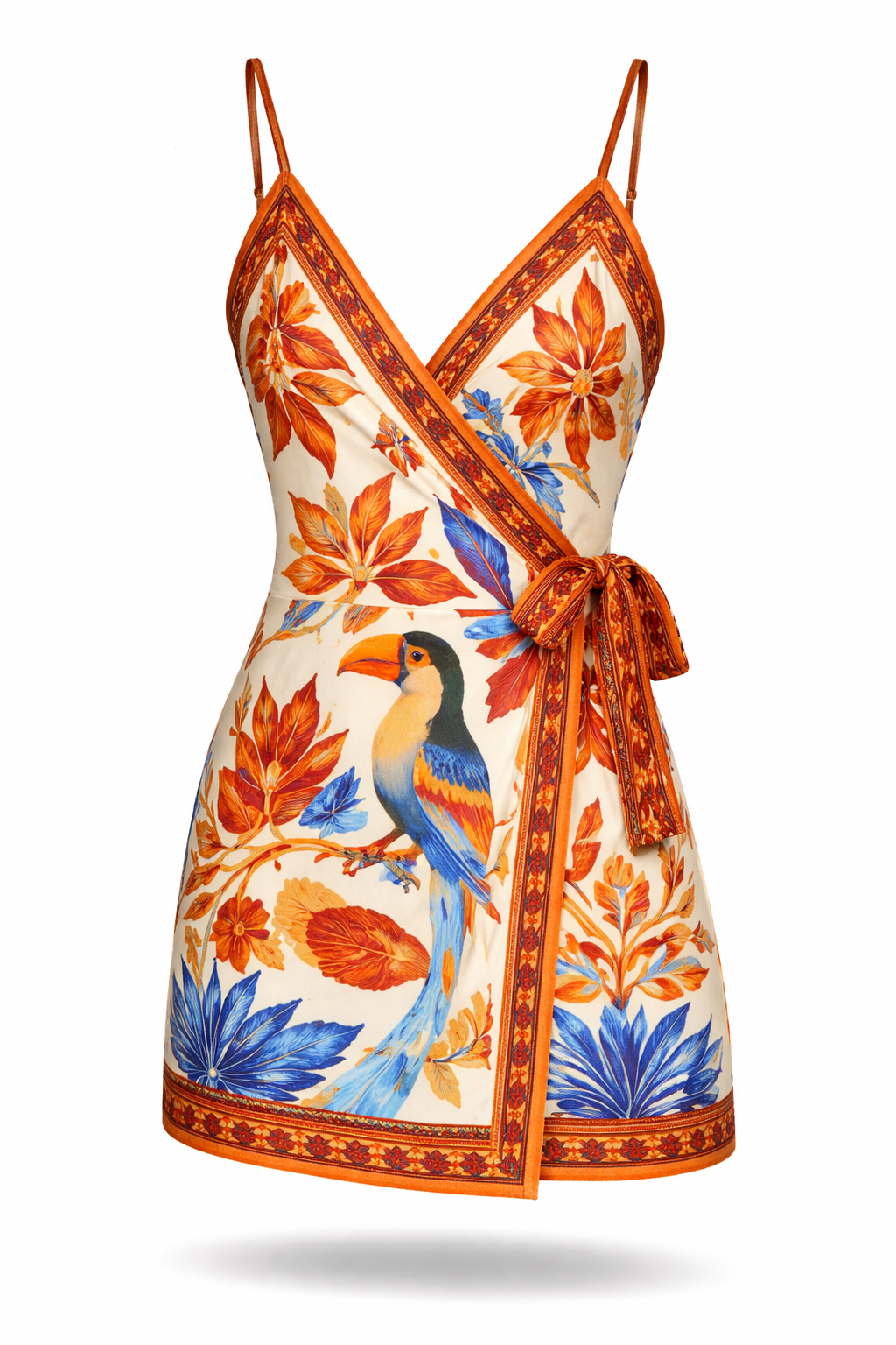 Vestido Larissa – Curto Transpassado Estampa Tropical