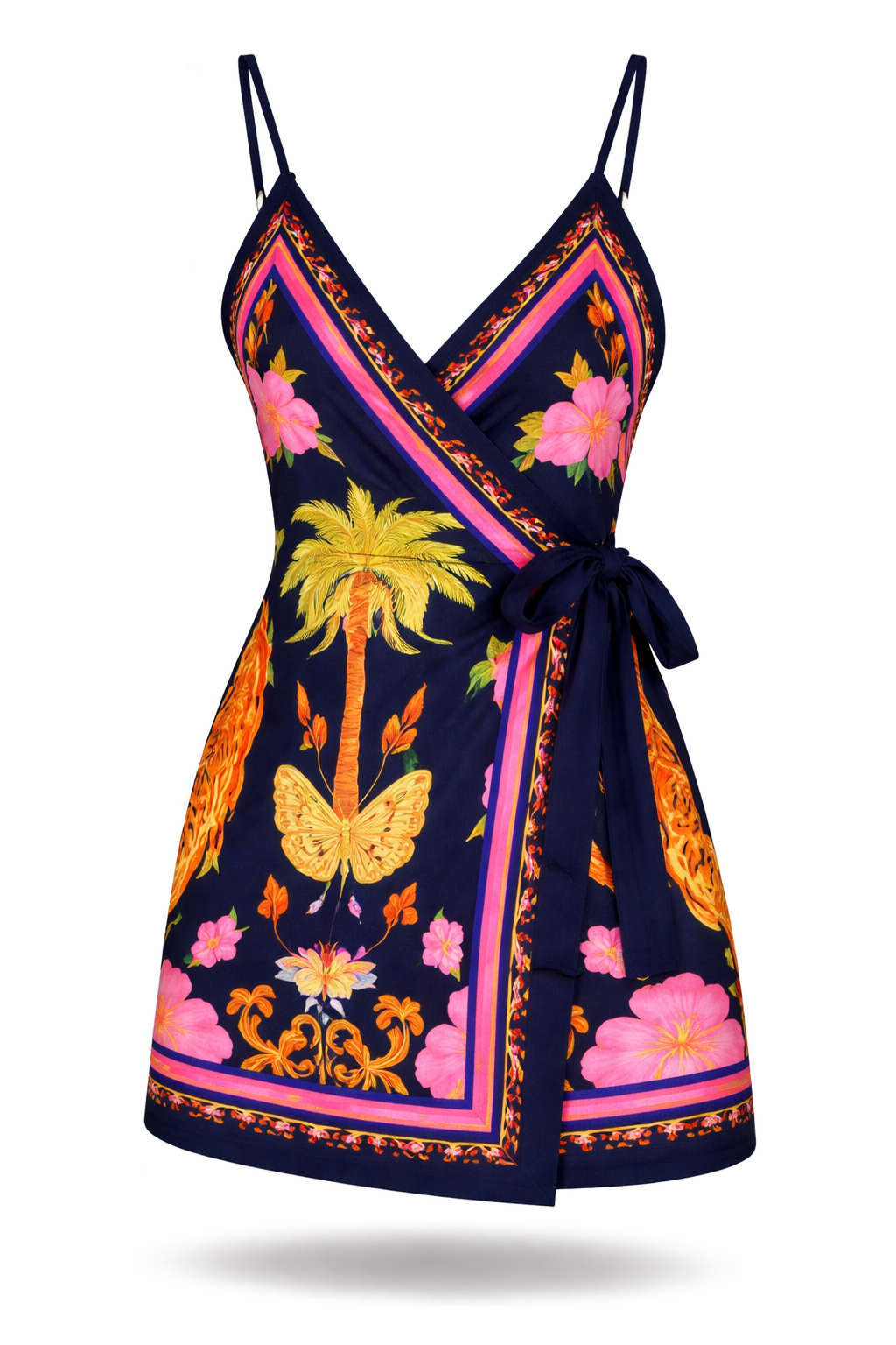 Vestido Larissa – Curto Transpassado Estampa Tropical