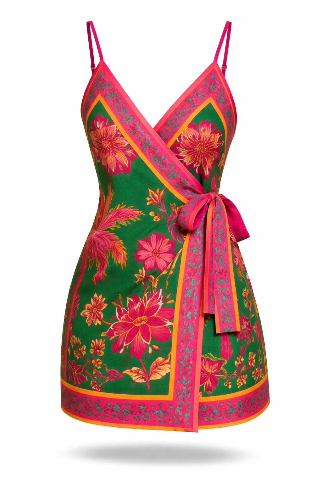 Vestido Larissa – Curto Transpassado Estampa Tropical