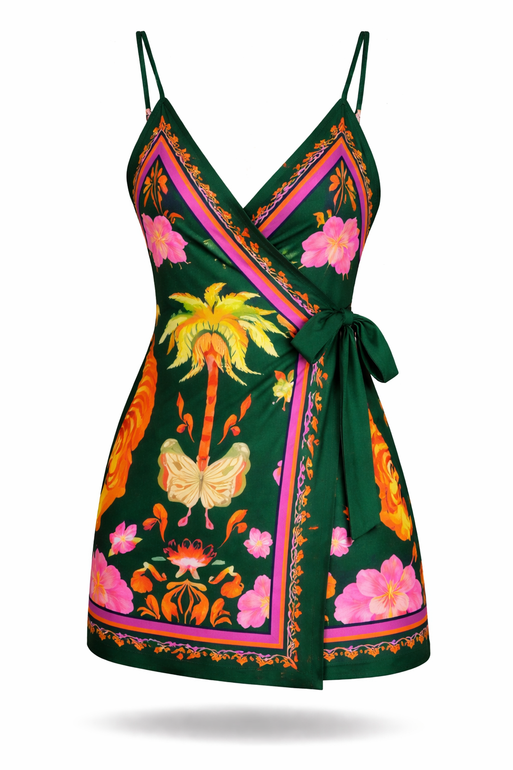 Vestido Larissa – Curto Transpassado Estampa Tropical