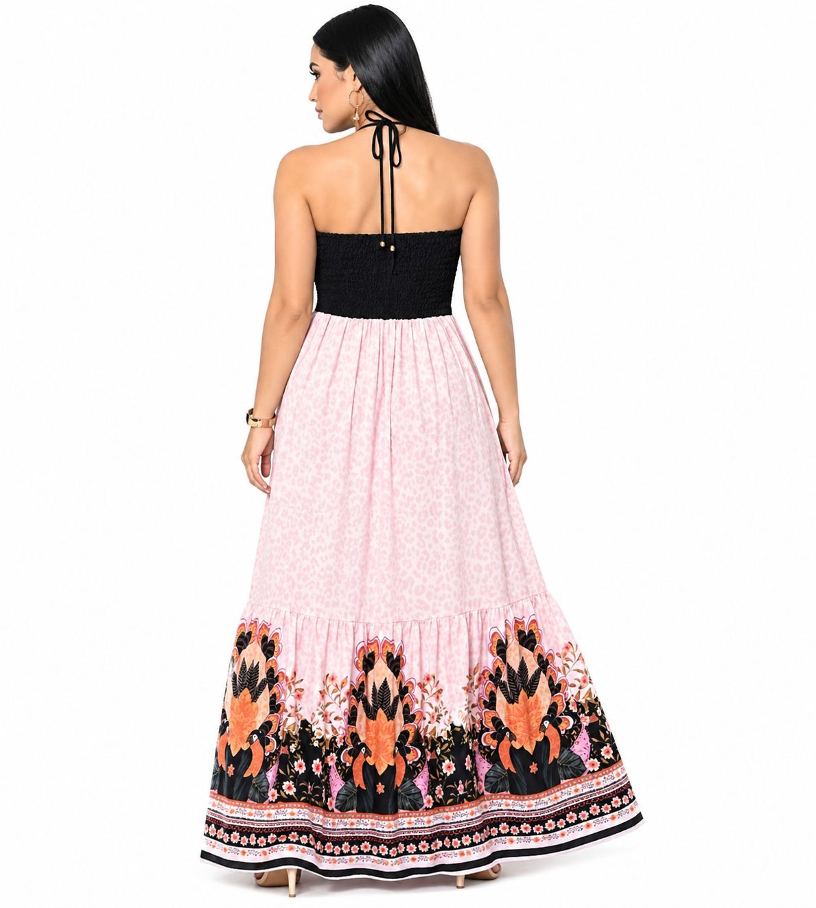 Vestido Longo Tomara que Caia com Recorte Moderno Creme