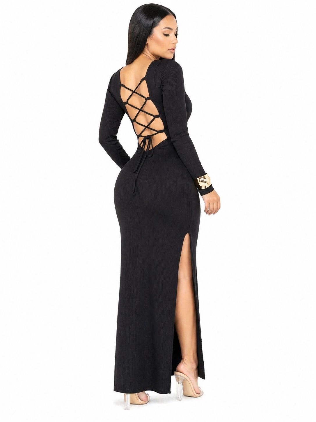 Vestido Longo Isabella  Elegância Sofisticada Preto