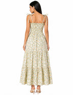 Vestido Longo Delicadeza Floral Aurora com Toque Romântico Verde