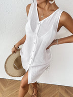 SHEIN Swim Vestido Kimono Feminino de Cor Sólida, Decote em V, Monopeito, Sem Mangas