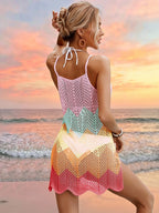 Swim Vcay Roupas de Praia Para Mulheres, Cobertura Simples Colorida Diária Com Alça de Espaguete Vazada para Mulheres, Praia de Verão