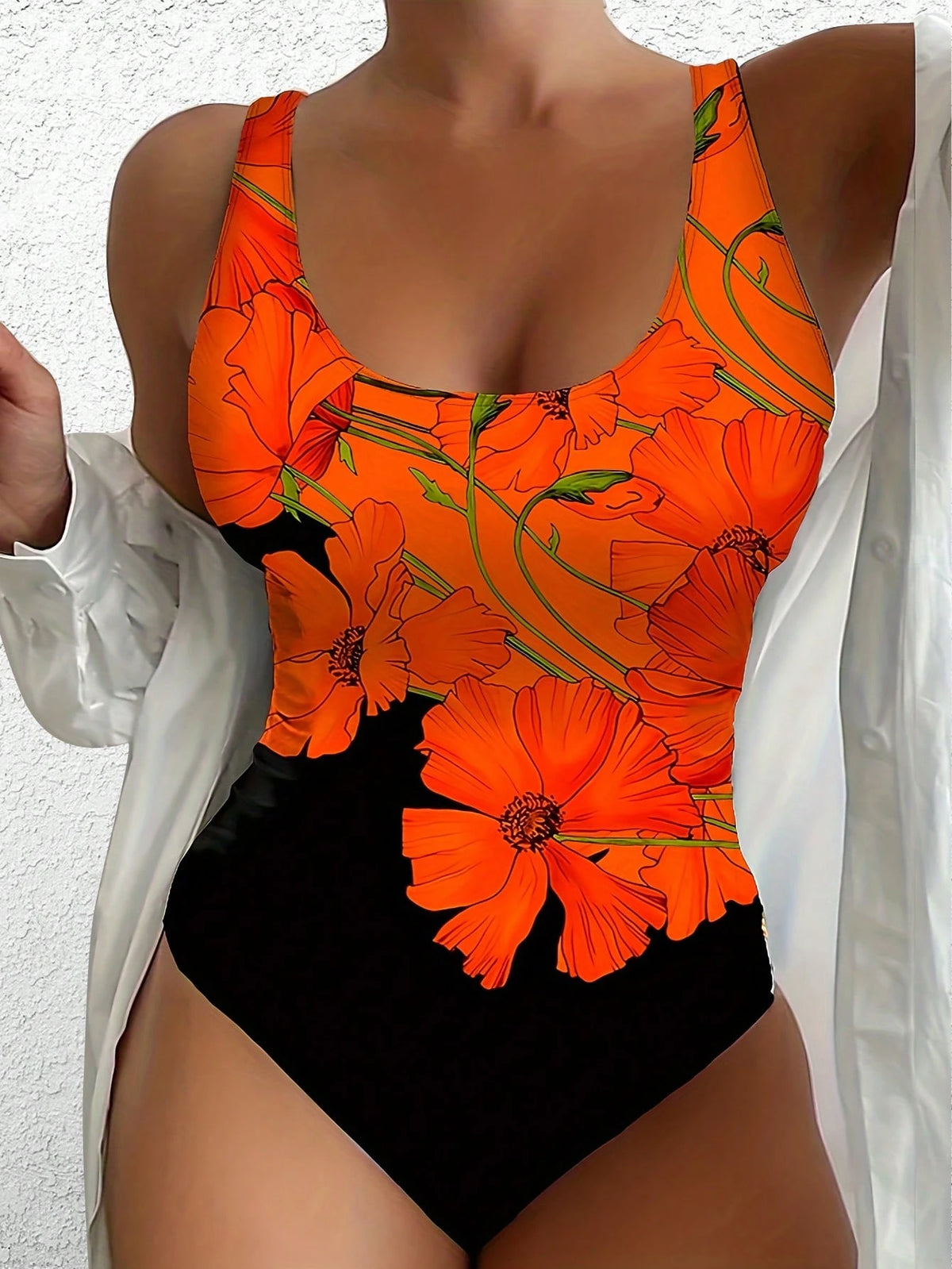 Maiô Floral Blocos de Cores Decote U - Eterna Vitrine - Foto 1